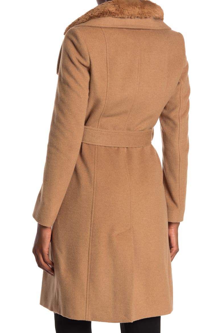 Faux Fur Belted Coat, Alternate, color, CAMEL
