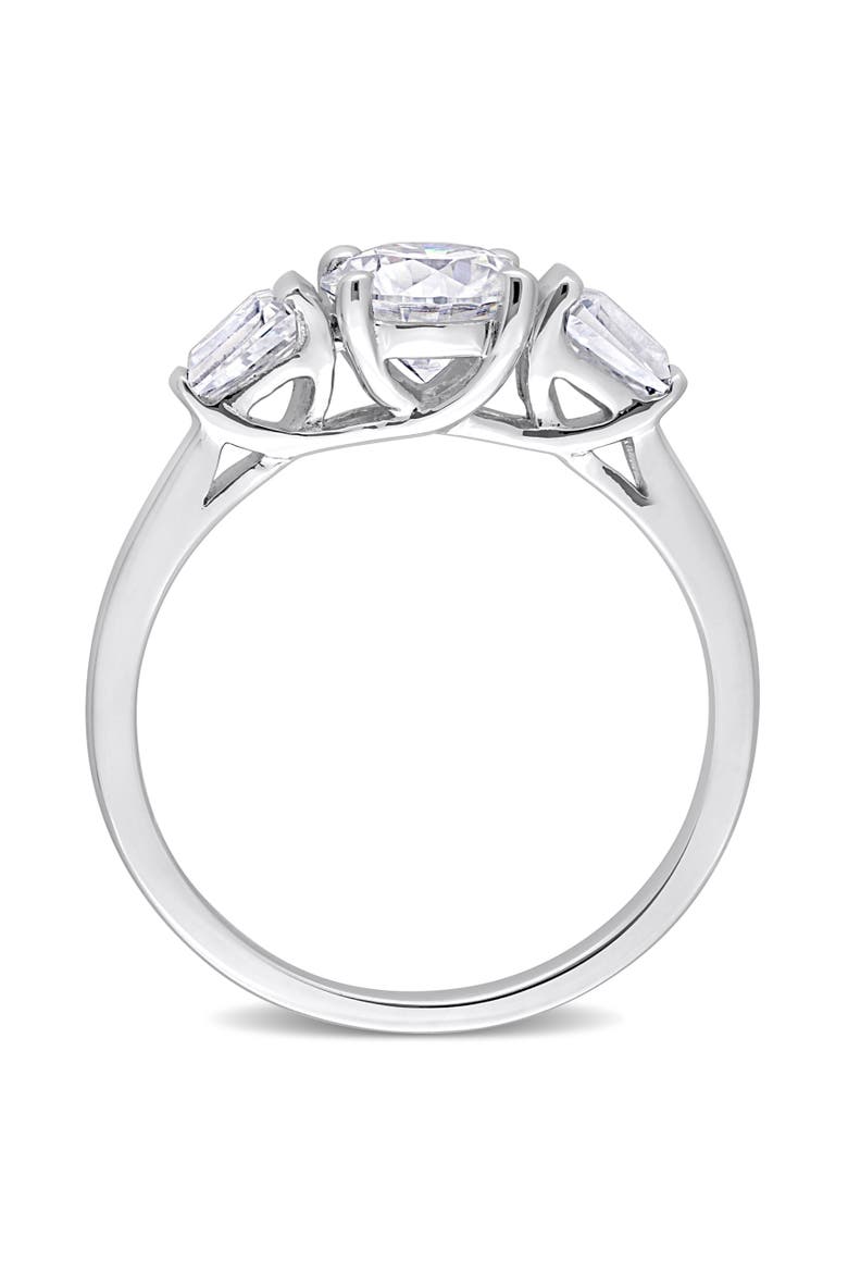 Moissanite 3-Stone Ring Sterling Silver, Alternate, color, Sterling Silver