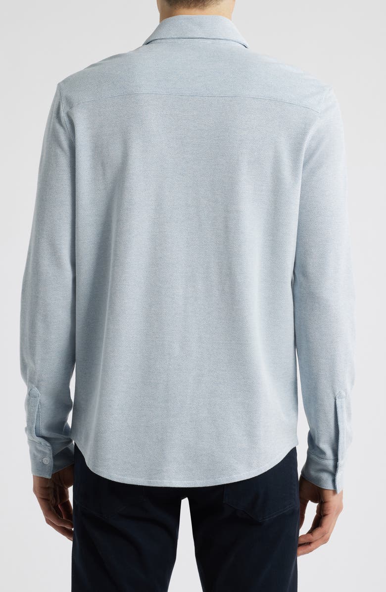 Vince Oxford Knit Button-Up Shirt, Alternate, color, Dark Glacier/ Natural