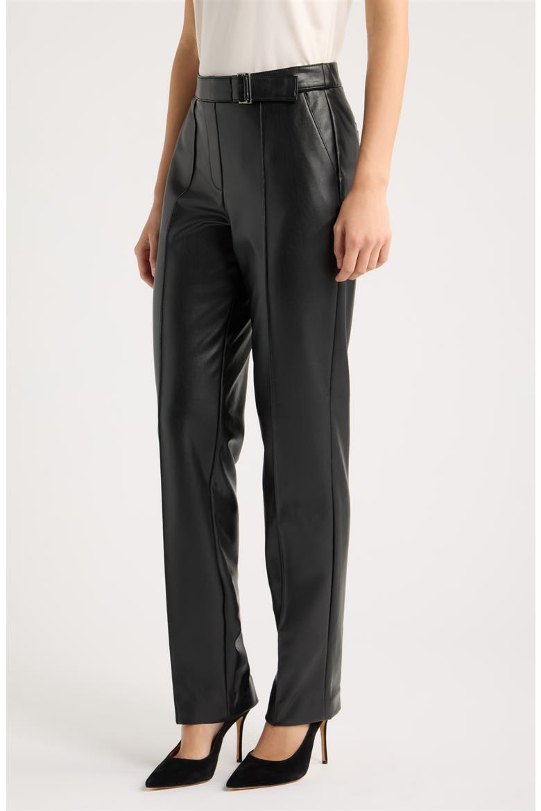 Faux Leather Straight Leg Pants, Alternate, color, ANNE BLACK