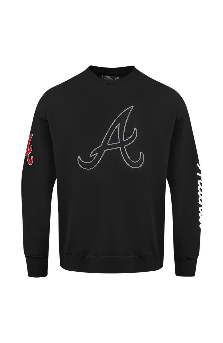 PRO STANDARD Men's Pro Standard Black Atlanta Braves Paint The City Dropped Shoulder Pullover Sweatshirt, Alternate, color, 