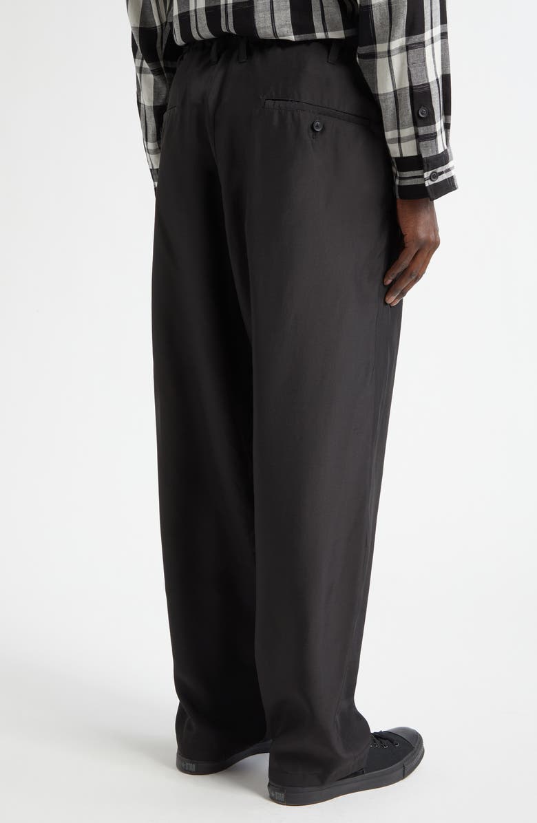Yohji Yamamoto 1-Tuck Pleated Silk Pants, Alternate, color, Black