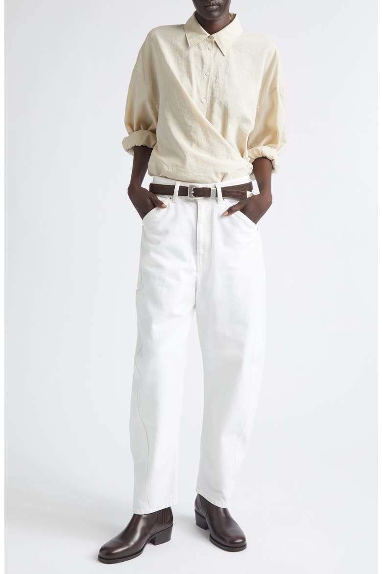 Twisted Silk Blend Shirt, Alternate, color, OAT MILK