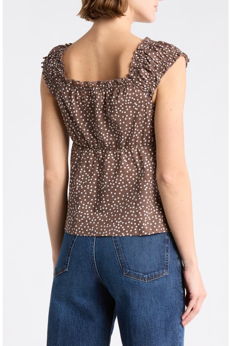 Button Front Cotton Top, Alternate, color, BROWN- WHITE ELLEN DOT