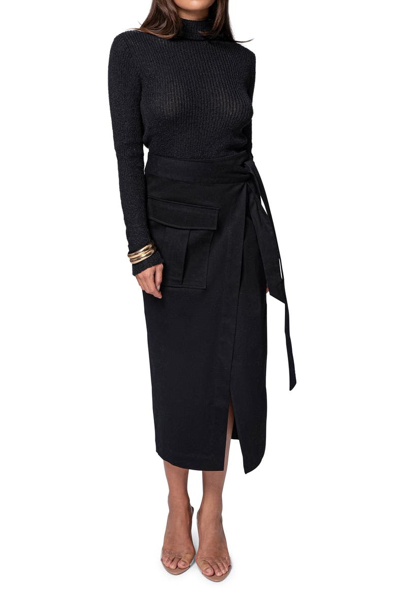 JLUXLABEL City Life Tie Waist Cargo Midi Skirt, Alternate, color, 