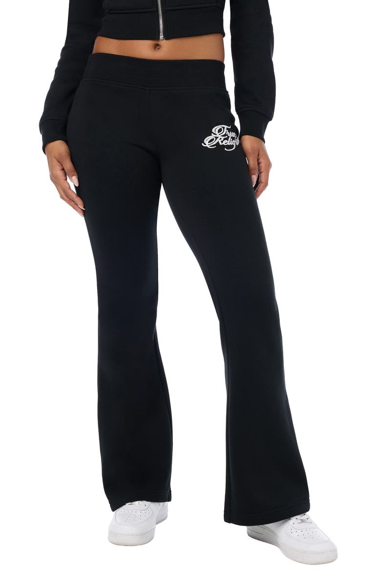 Crystal Wing Bootcut Pants, Main, color, JET BLACK