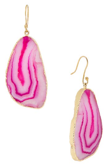Saachi Agate Cz Dangle Earrings In Pink