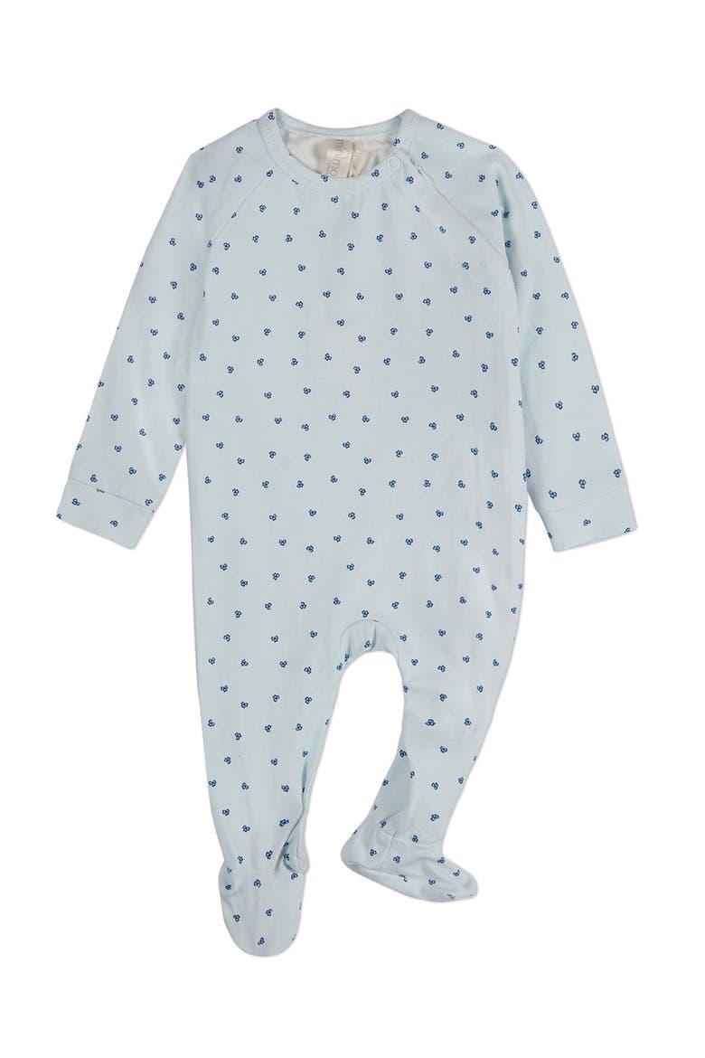 Baby Clover-Print Hidden Zip Footie, Main, color, Blue