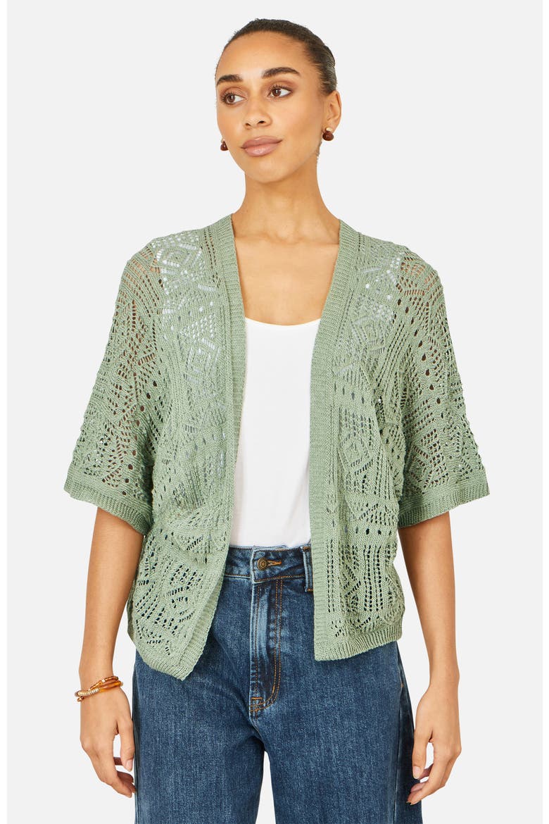 Crochet Edge To Edge Cardigan, Main, color, Sage Green