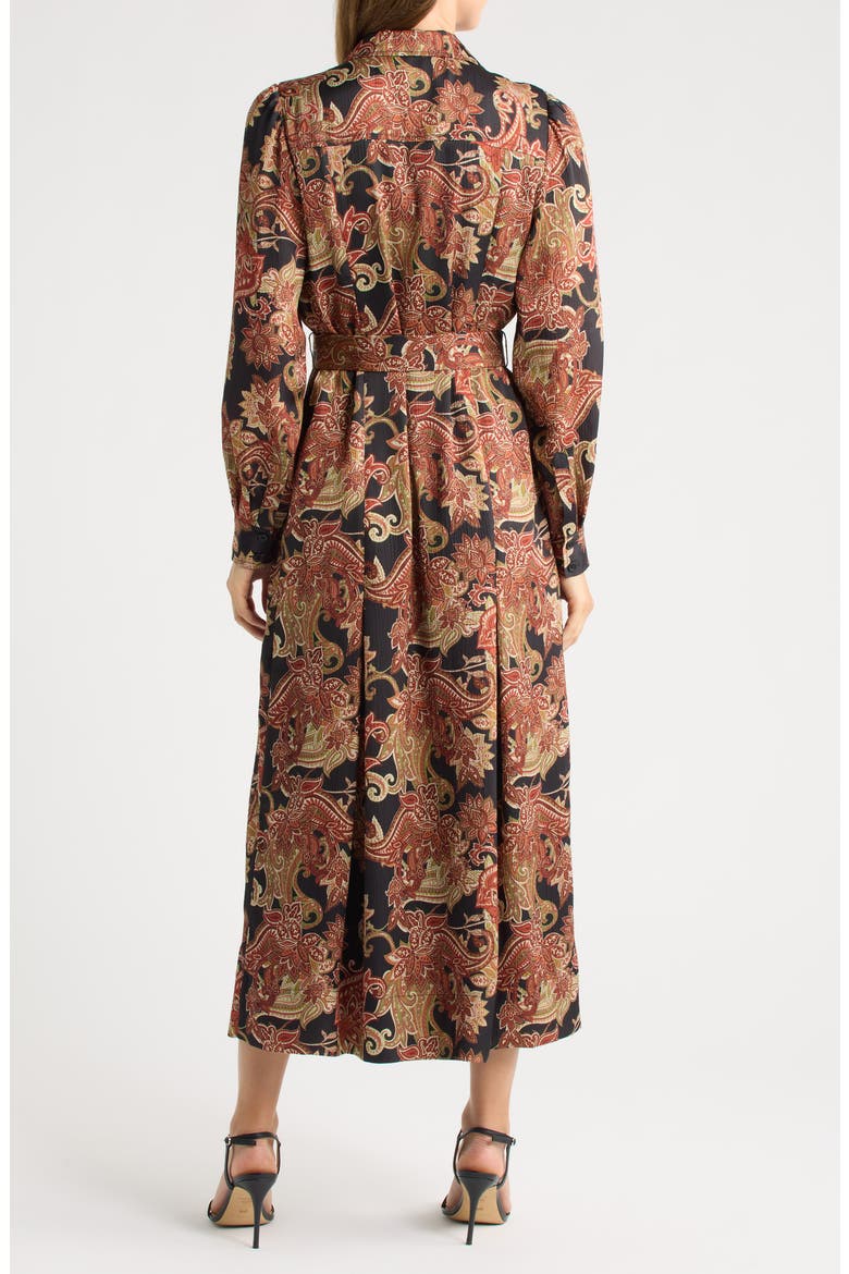 Floral Long Sleeve Midi Shirtdress, Alternate, color, BLACK MULTI