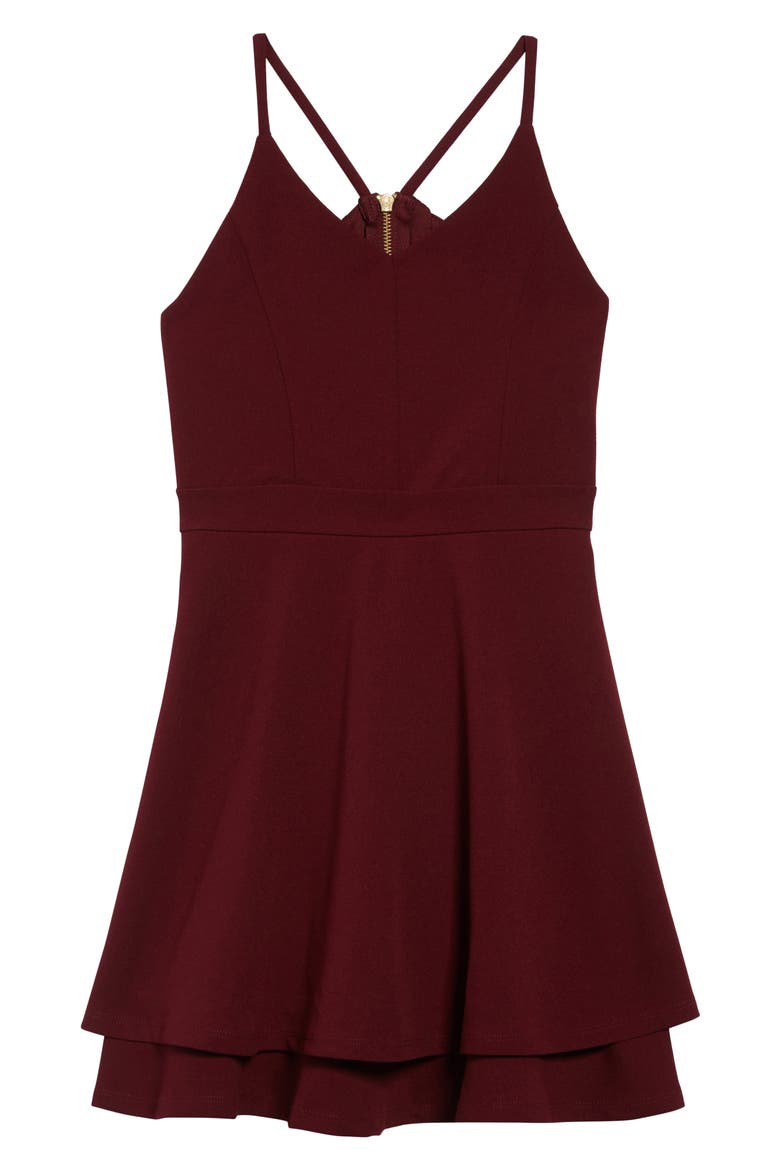 Illusion Back Skater Dress, Main, color, WINE