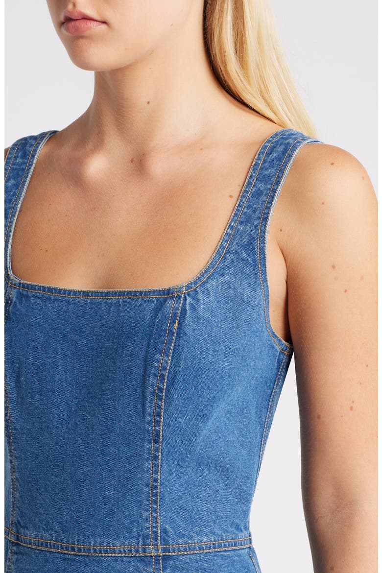Josette Square Neck Denim Dress, Alternate, color, WASHED DENIM