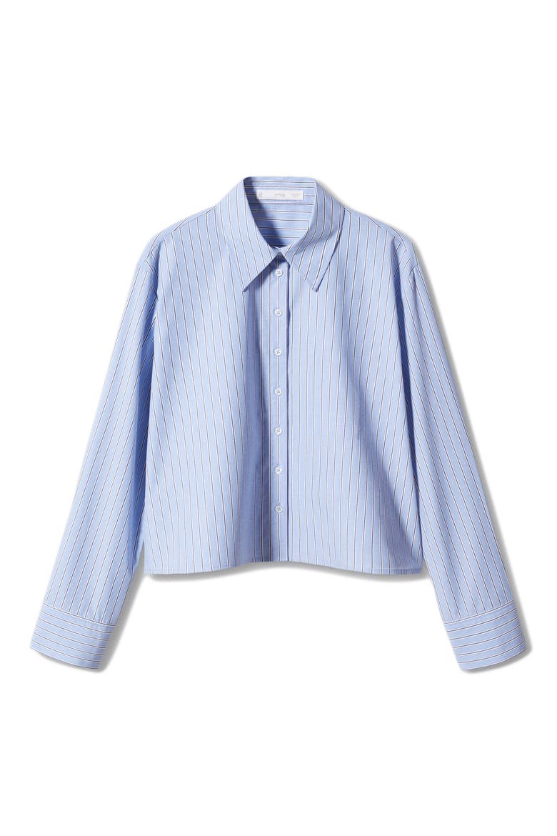 Stripe Crop Cotton Shirt, Alternate, color, BLUE