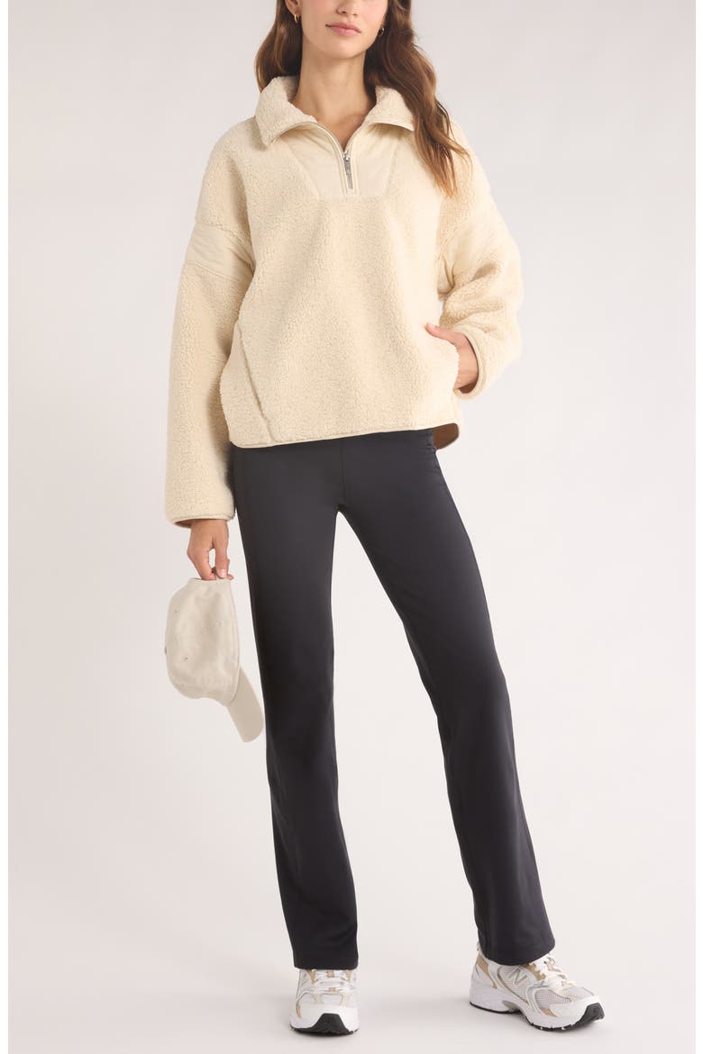 Snowday Faux Shearling Quarter Zip Pullover, Alternate, color, BEIGE SEASHORE