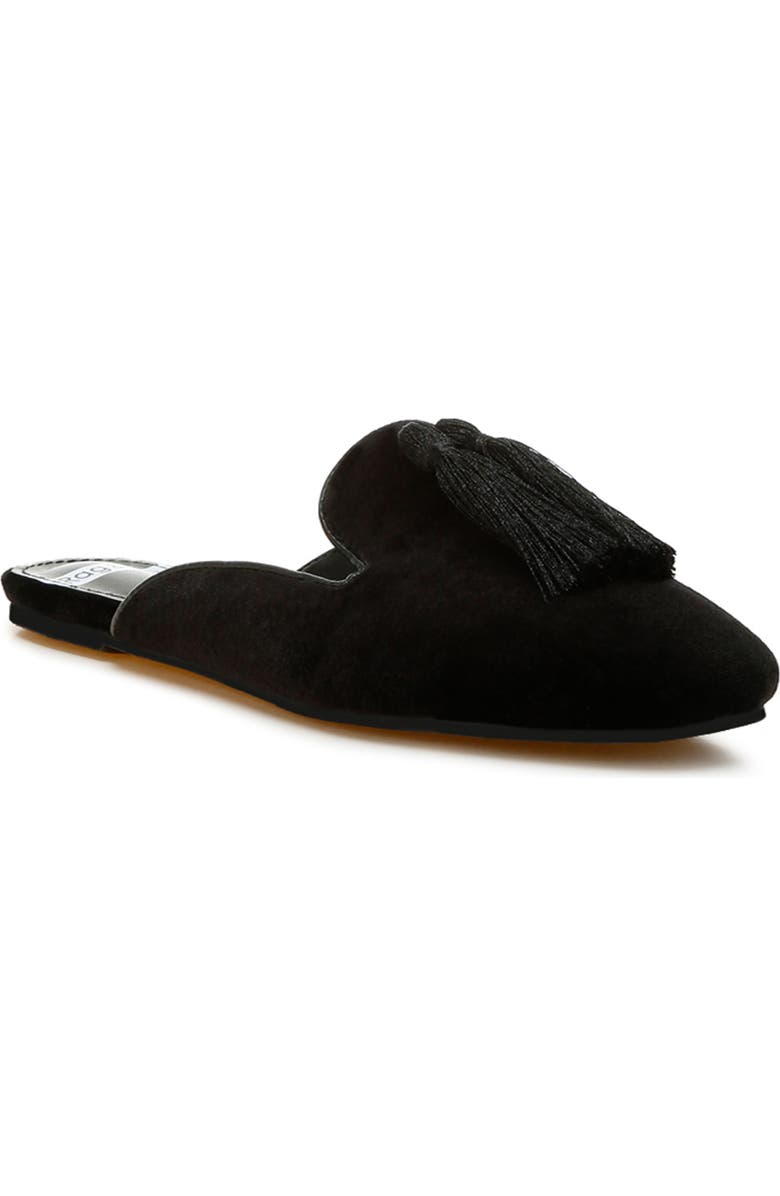 Rag & Co Cardinal Tassel Velvet Mule, Main, color, Black
