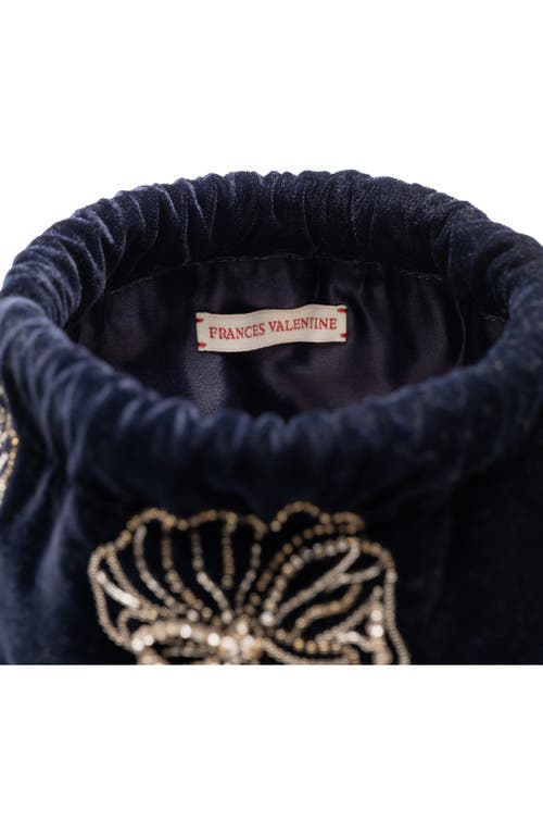 Frances Valentine Pouf Floral Embroidered Velvet Pouch In Multi