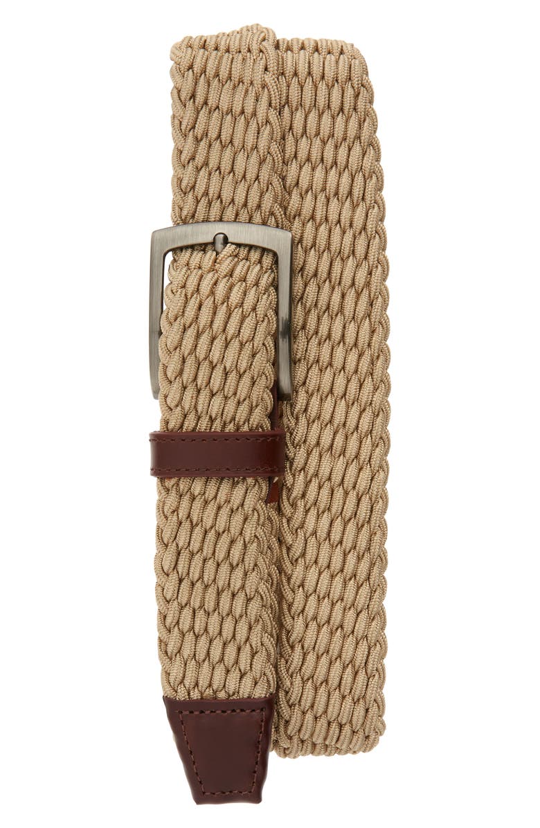 Johnston & Murphy Stretch Knit Belt, Main, color, Tan