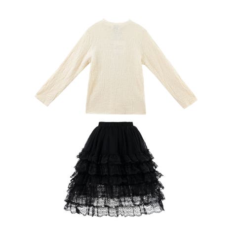 Ribbed Sweater with Lace Skirt (Toddler, Little Kid & Big Kid)