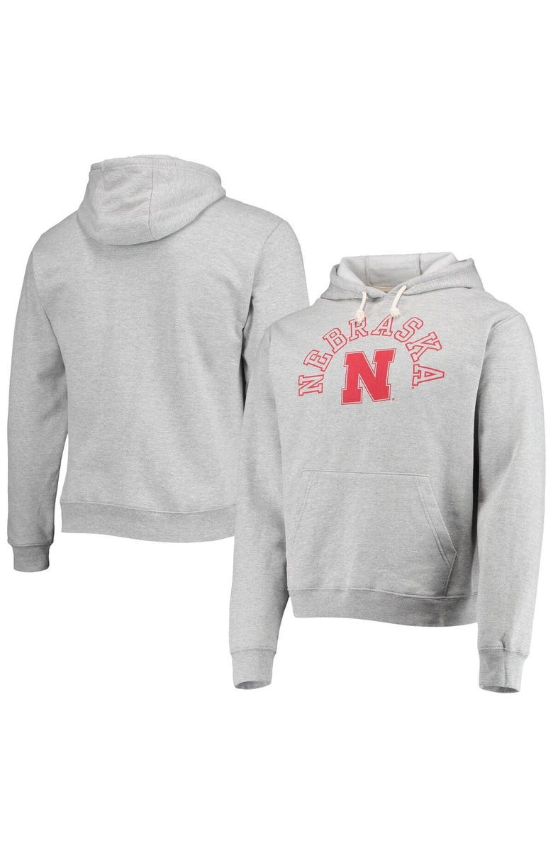 LEAGUE COLLEGIATE WEAR Men's League Collegiate Wear Heathered Gray Nebraska Huskers Seal Neuvo Essential Fleece Pullover Hoodie, Main, color, 