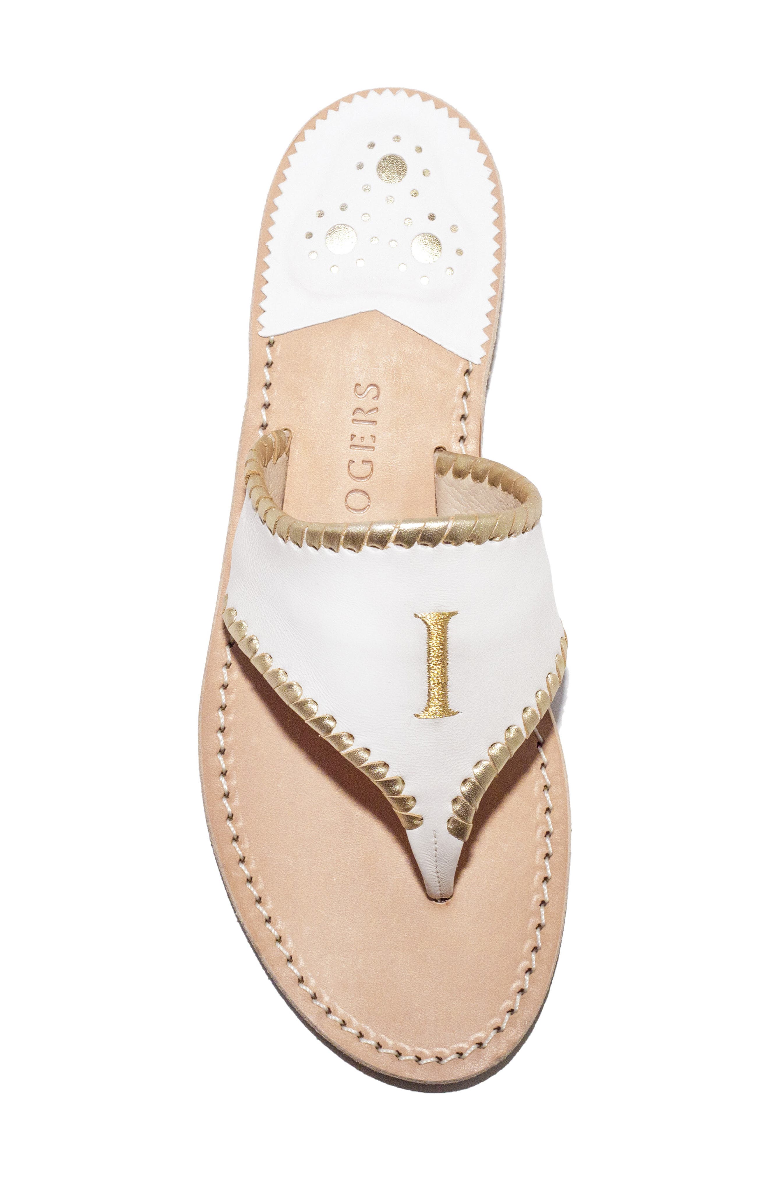 Jack Rogers Embroidered I Do Thong Sandal, Alternate, color, White/Platinum/Plati