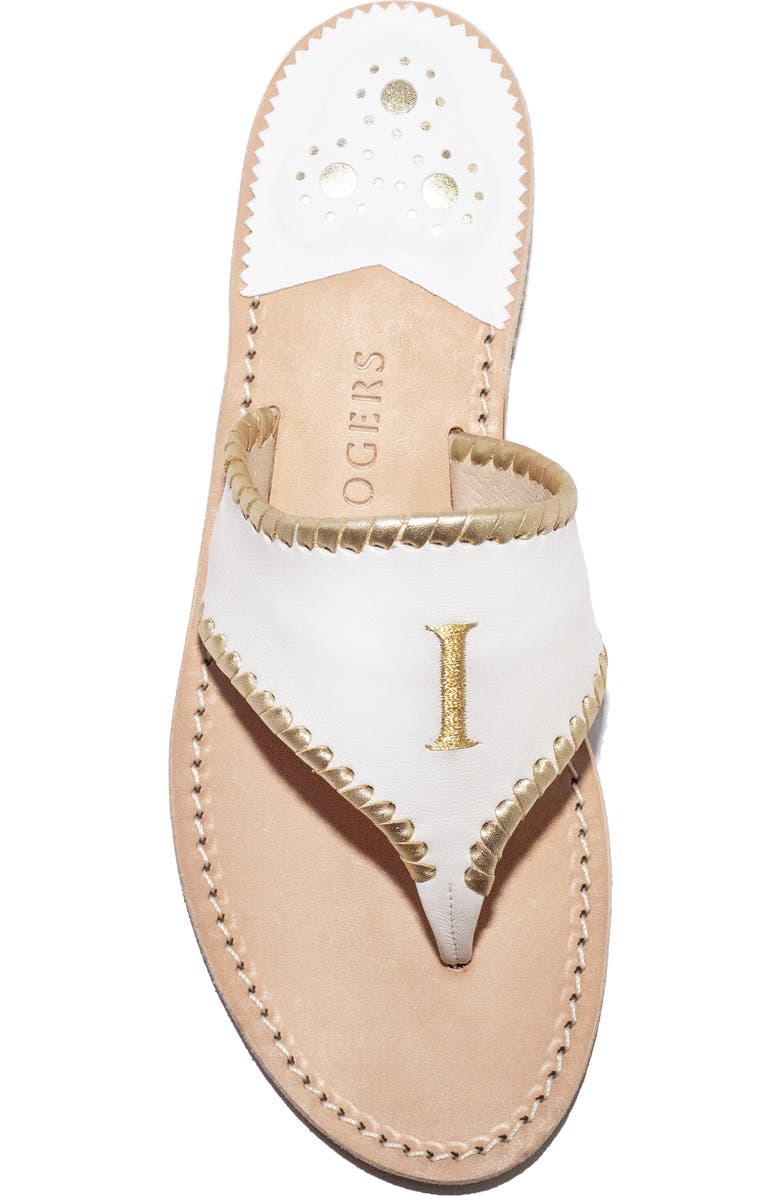 Jack Rogers Embroidered I Do Thong Sandal, Alternate, color, White/Platinum/Plati