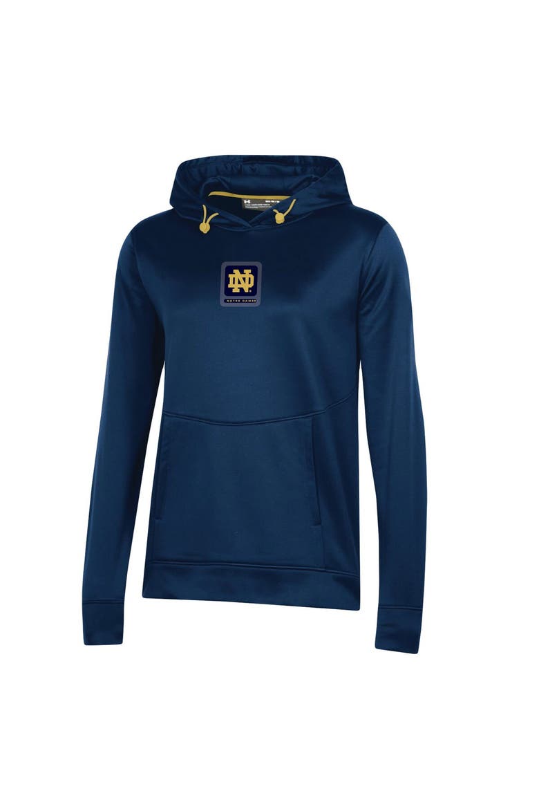 Women's Under Armour Navy Notre Dame Fighting Irish 2023 Sideline Performance Pullover Hoodie, Alternate, color, Navy