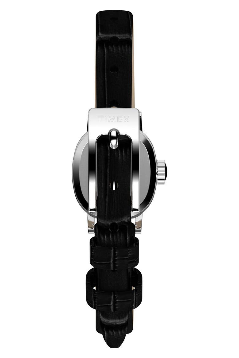 Cavatina Leather Strap Watch, Alternate, color, BLACK