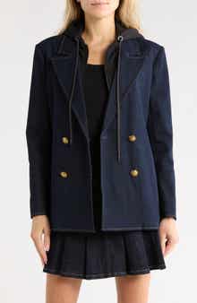 Jordan Double Breasted Denim Blazer with Removable Hood