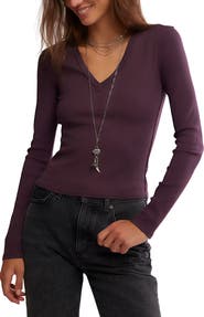 Free People Neria Long Sleeve Stretch Cotton Crop Top