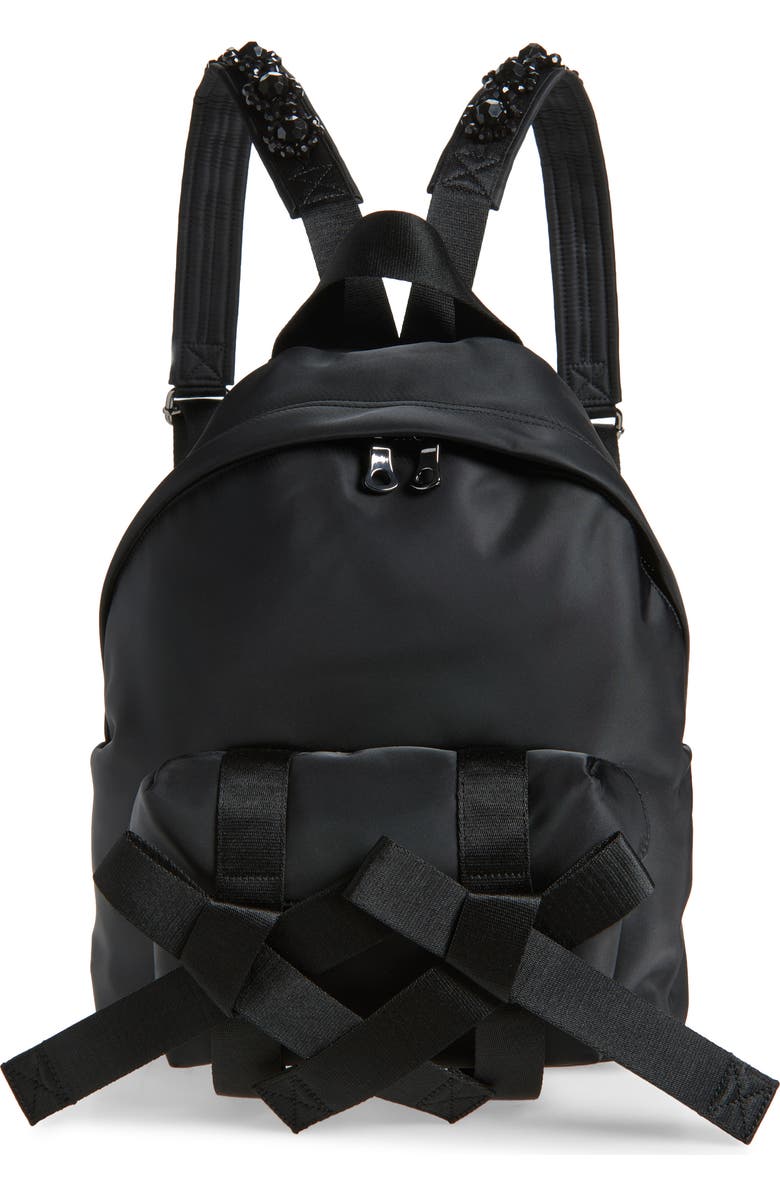 Simone Rocha Bow Front Backpack, Main, color, Black/Jet