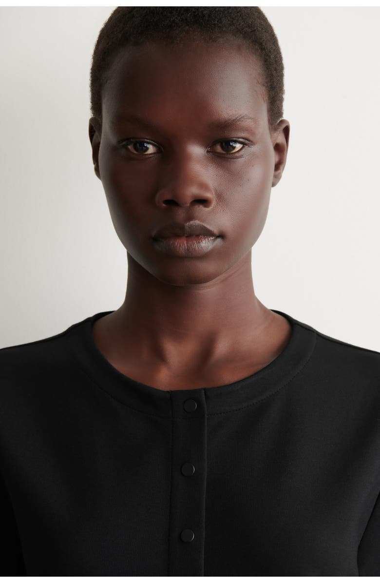 COS Minimal Jersey Cardigan, Alternate, color, Black