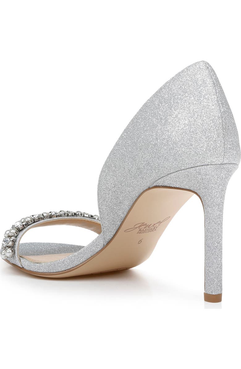 Jewel Badgley Mischka Dayana Embellished Glitter Sandal, Alternate, color, Silver Gli