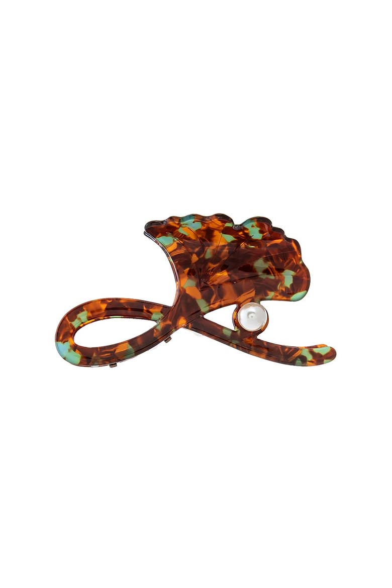 Pearl Flower Blossom Hair Claw Clip, Main, color, Brown