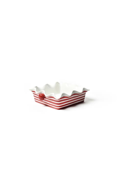 Red Stripe Square Ruffle Casserole