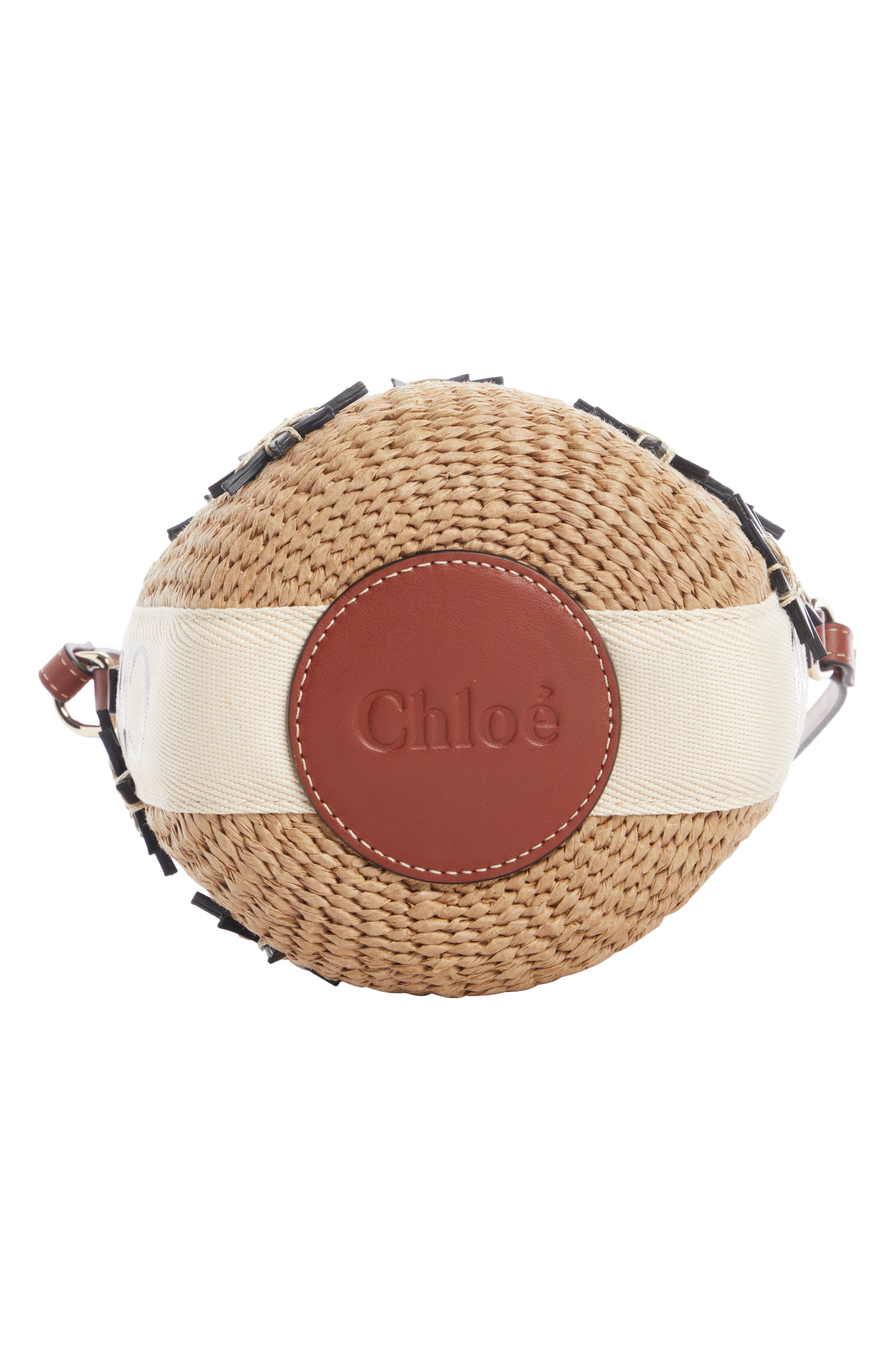 Chloé x Mifuko Small Woody Leather Stars Basket Bag, Alternate, color, 27S Sepia Brown