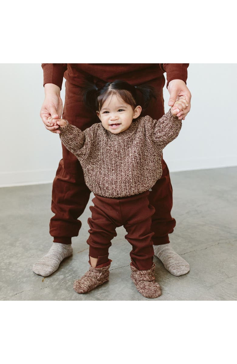 goumikids baby organic cotton chunky knit sweater, Alternate, color, Bark
