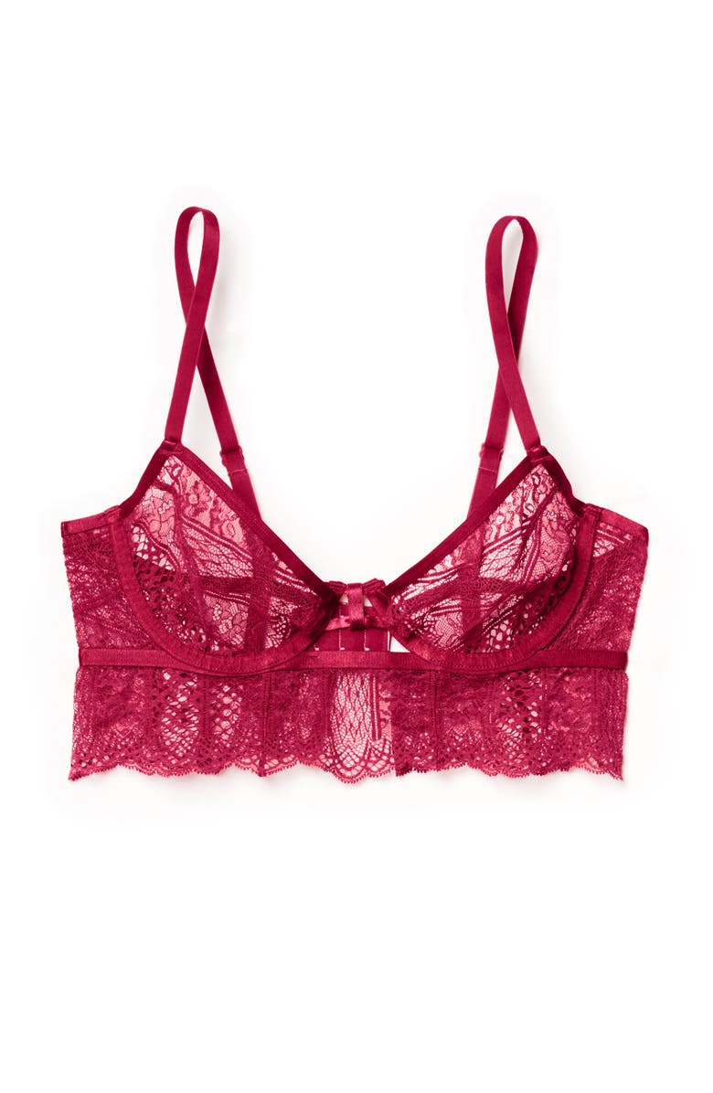 Adore Me Odette Unlined Balconette Bra, Alternate, color, Dark Red