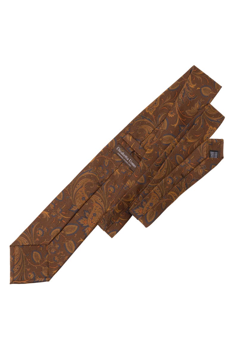 Borromeo - Extra Long Printed Silk Tie for Men, Alternate, color, Pecan Brown