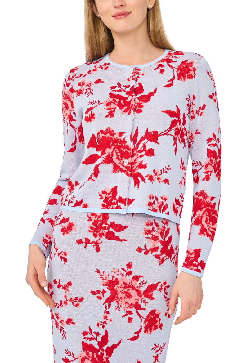 Floral Jacquard Cardigan, Alternate, color, DUSTY SKY BLUE