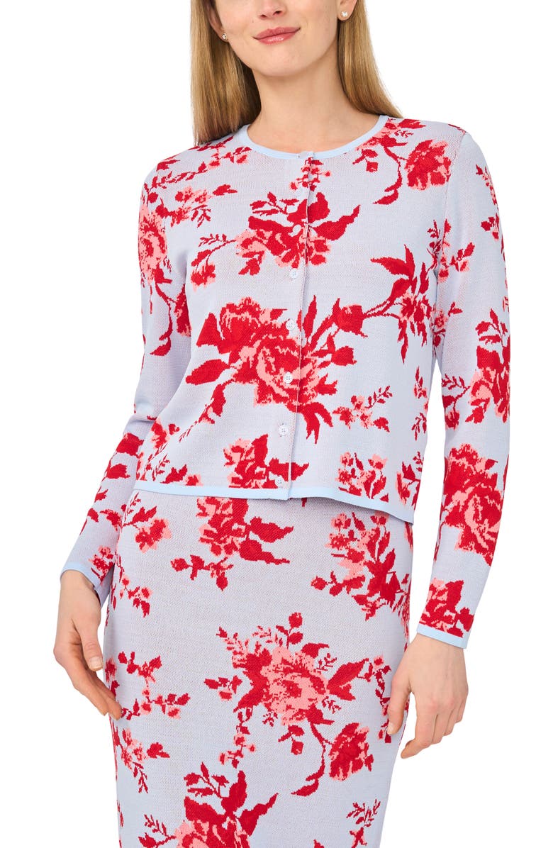 Ted Baker Floral Jacquard Cardigan, Alternate, color, Dusty Sky Blue