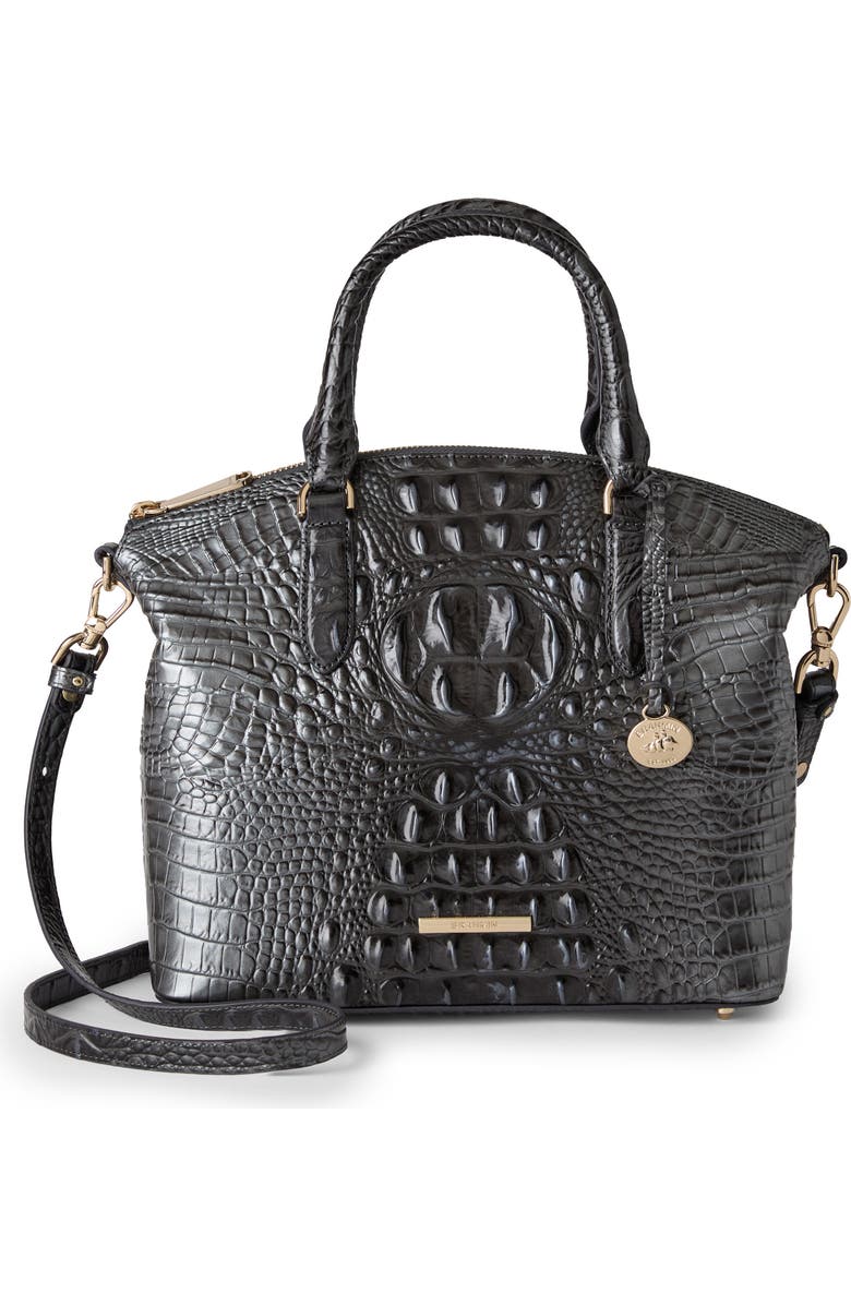 Brahmin Duxbury Croc Embossed Leather Satchel, Alternate, color, Charcoal Melbourne