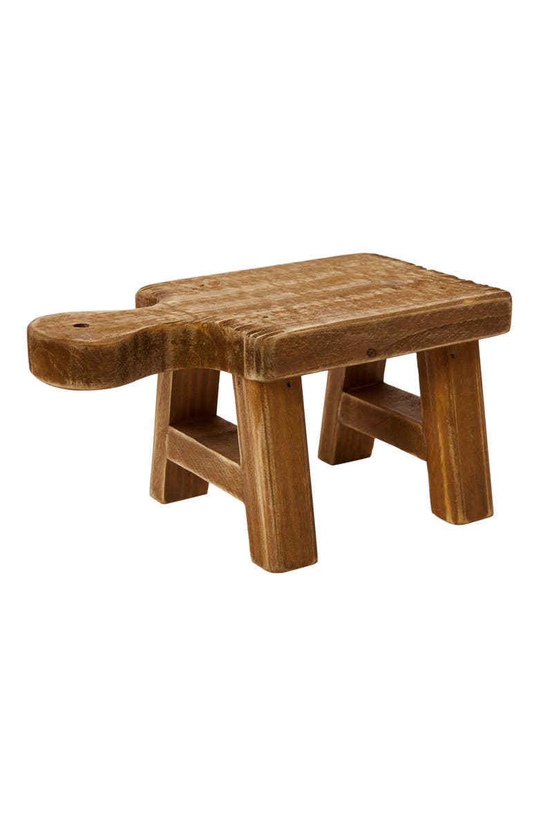 Storied Home Small Wood Pedestal with Handle, Main, color, Natural