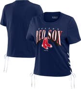 WEAR by Erin Andrews Women's WEAR by Erin Andrews Navy Boston Red Sox Side Lace-Up Cropped T-Shirt