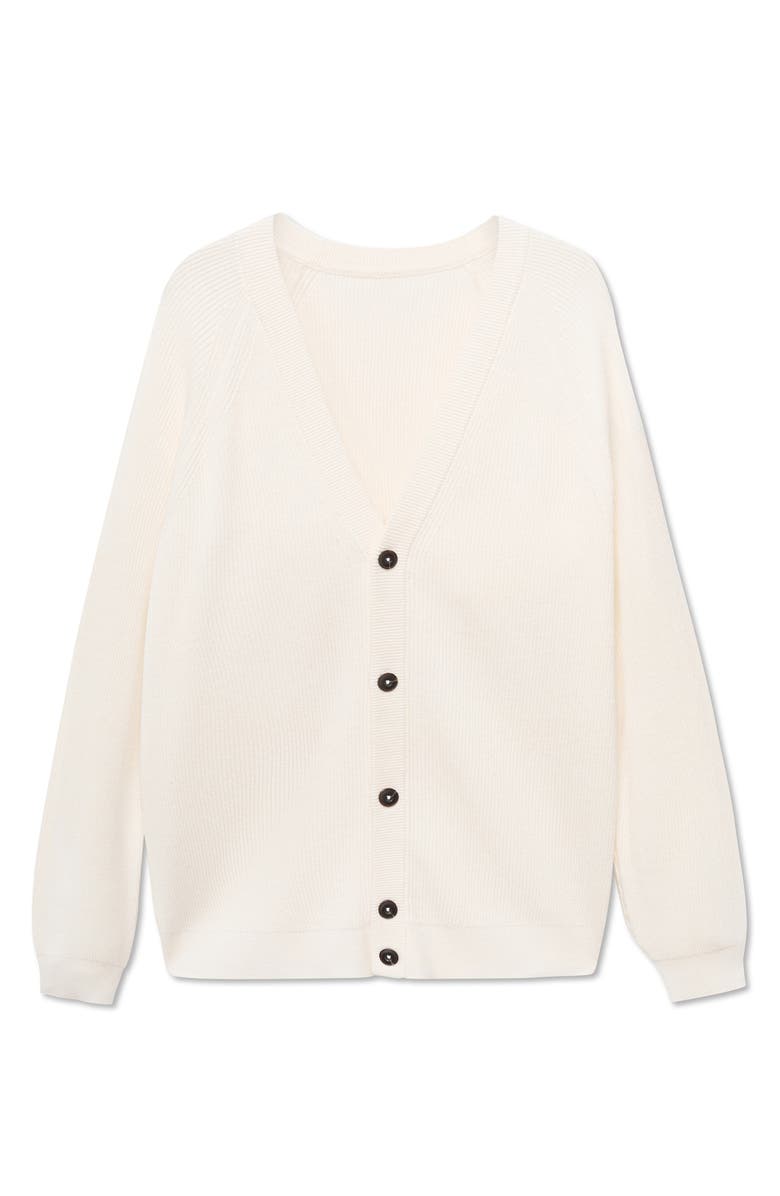 MANGO Ribbed Cotton Blend Cardigan, Alternate, color, Off White