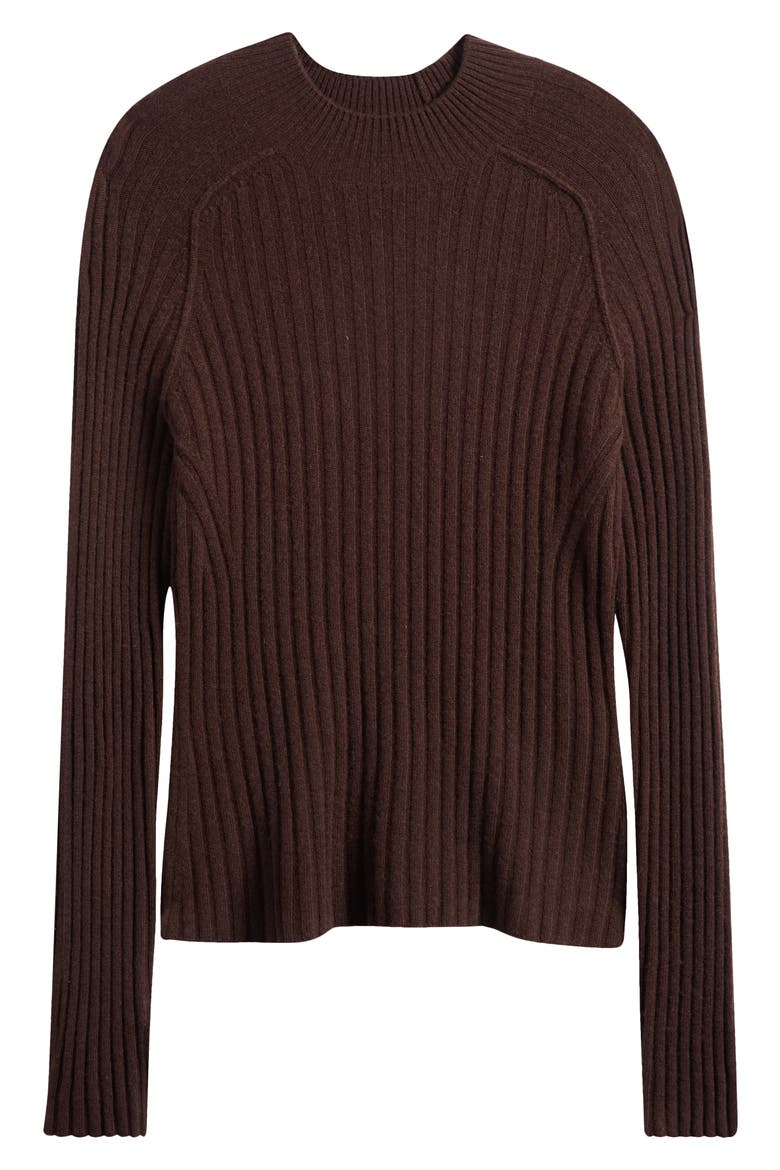 Cashmere Mock Neck Sweater, Alternate, color, BROWN CHICORY