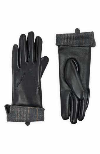 Plaid Cuff Faux Leather Gloves