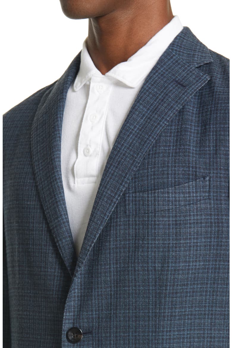 K Micro Check Slim Fit Wool & Silk Blazer, Alternate, color, DEEP SEA BLUE
