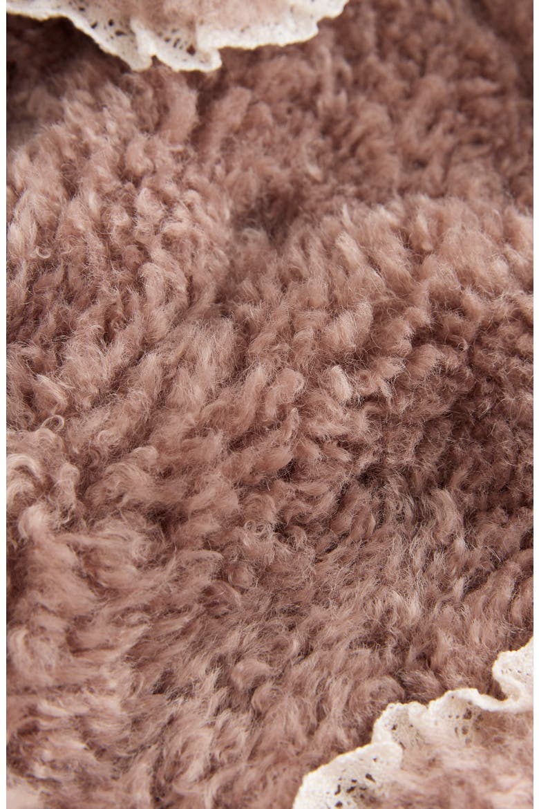 Kids' Lace Trim Teddy Fleece Jacket, Alternate, color, NEUTRAL