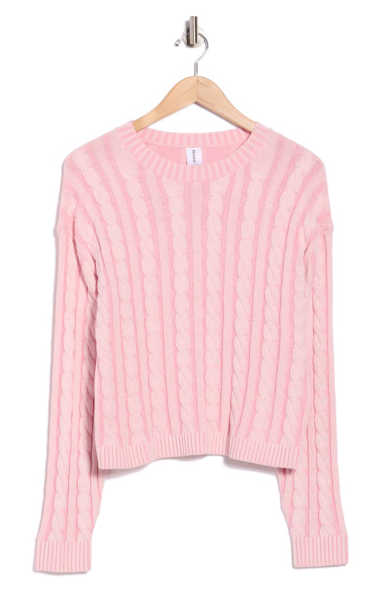 Abound Cable Crew Sweater, Alternate, color, Pink Combo