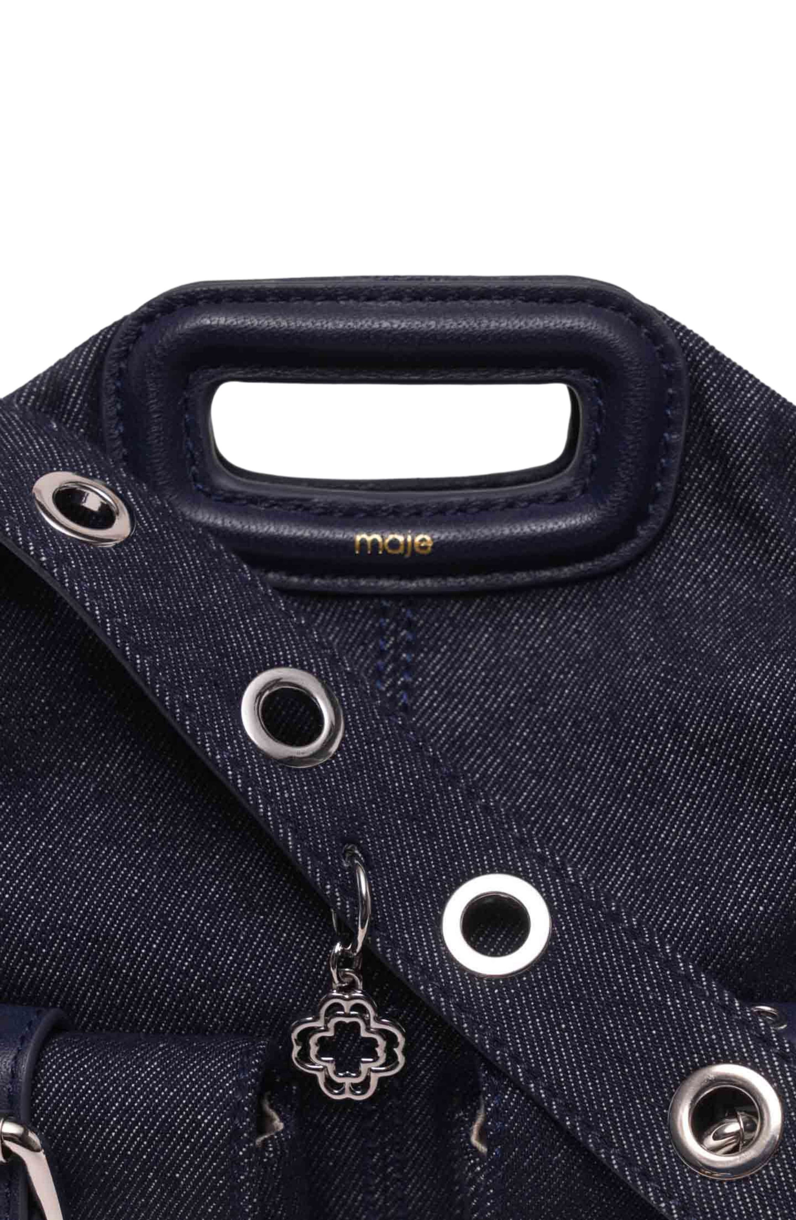 maje Miss M pockets denim bag, Alternate, color, Navy